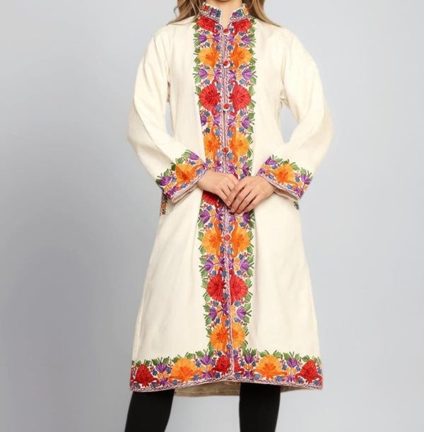 Long Kashmiri Coat with Manual Aari work