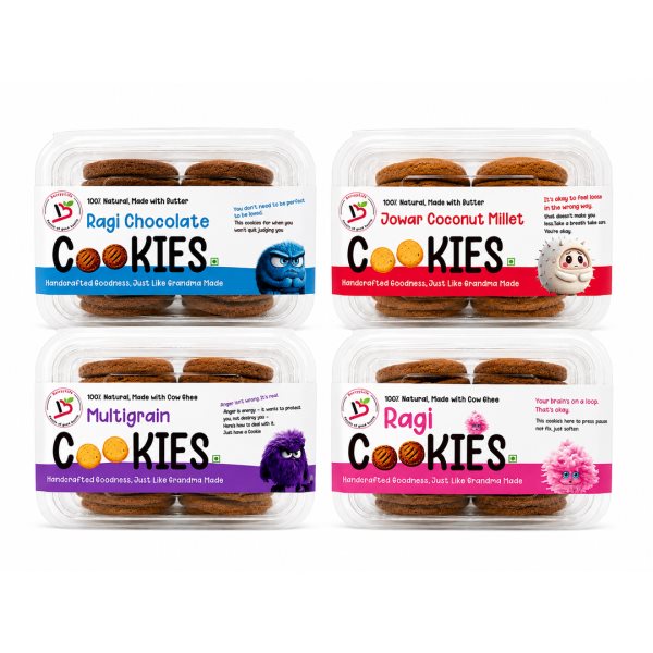 Healthy Cookies Combo (Ragi + Multigrain + Jowar Coconut + Ragi Chocolate)